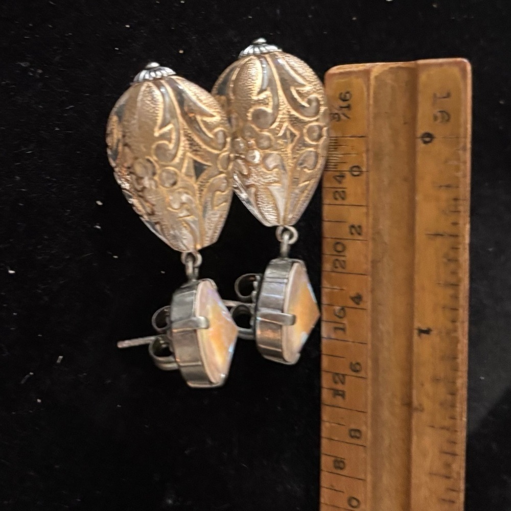 Sabika Gold and Silver Ornate Earrings - Picture 2 of 2